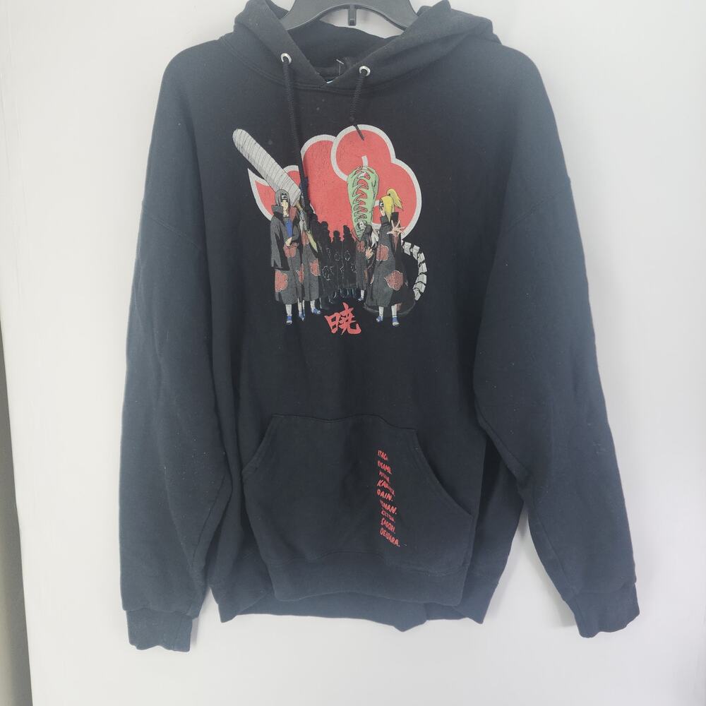 Naruto Akatsuki Members Anime Black Graphic Hoodie Sz XL